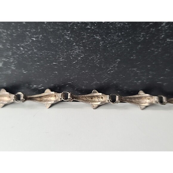 925 Sterling Silver Dolphin Link Bracelet Vintage - Picture 6 of 10